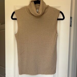 Norton McNaughton Beige Sleeveless Turtleneck Sweater